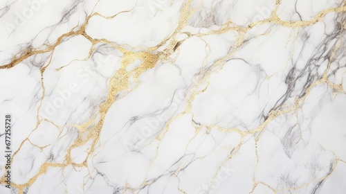 White marble stone texture with gold and gray veins  photo