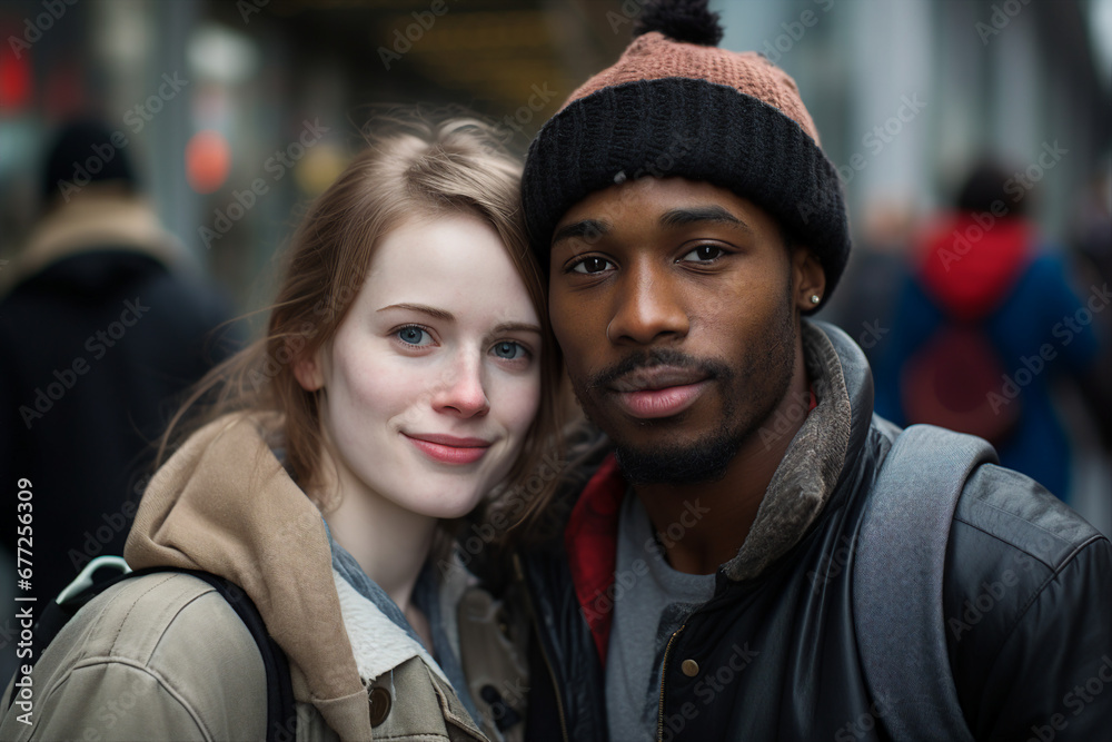 Generative AI photo of nice sweet happy cute beautiful couple walk together Generative AI photo of nice sweet happy cute beautiful couple walk together