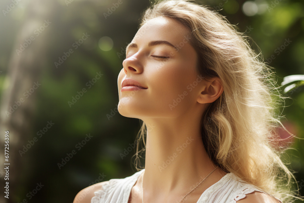 Generative AI picture portrait of yoga person enjoying connection with nature meditating outdoors early morning Generative AI picture portrait of yoga person enjoying connection with nature meditating outdoors early morning
