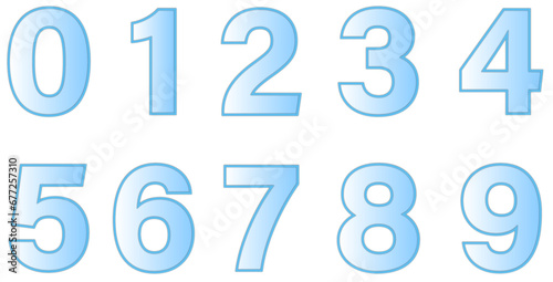 Set of numbers isolated on white. Alphabet with numbers. Vector graphic elements for design. Blue numbers with frames