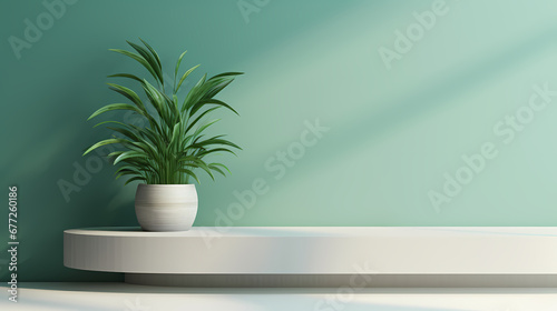 Green fresh and simple home product booth scene, e-commerce, podium, stage, product demonstration background, PPT background, 3D rendering