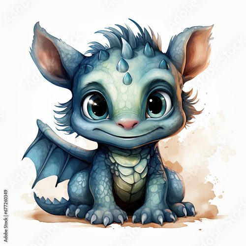 watercolor Baby dragon clipart  Generative Ai