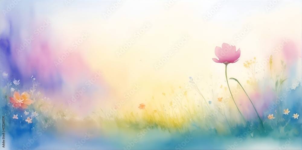 Close-up meadow flowers. Watercolor style. AI generated illustration