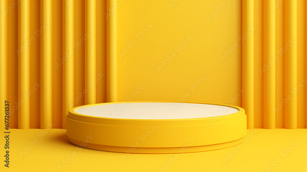 Yellow cylindrical product booth scene, e-commerce, podium, stage, product demonstration background, PPT background, 3D rendering Yellow cylindrical product booth scene, e-commerce, podium, stage, product demonstration background, PPT background, 3D rendering