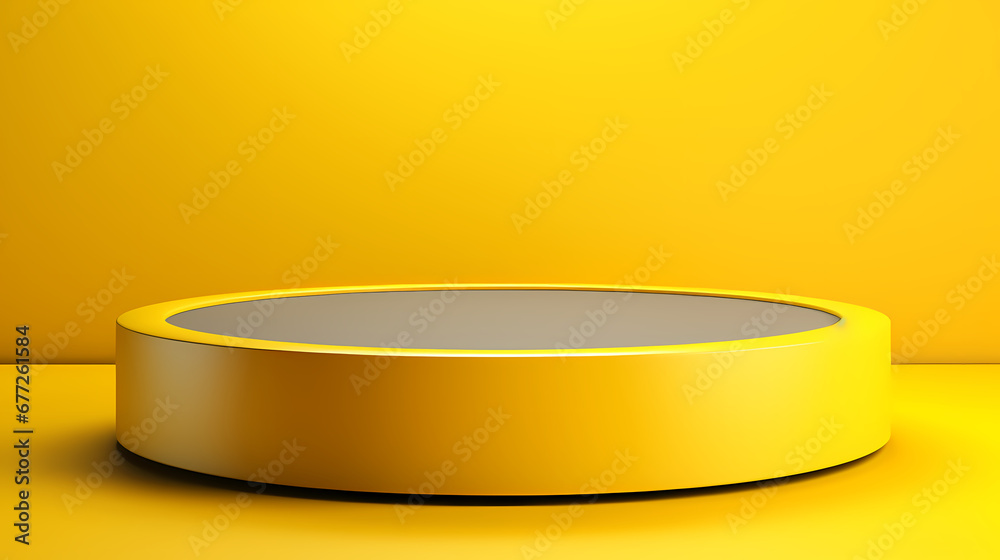 Yellow cylindrical product booth scene, e-commerce, podium, stage, product demonstration background, PPT background, 3D rendering Yellow cylindrical product booth scene, e-commerce, podium, stage, product demonstration background, PPT background, 3D rendering