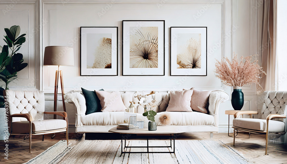 Foto de Nordic Elegance with Wall Mockups, Embrace refined living in ...