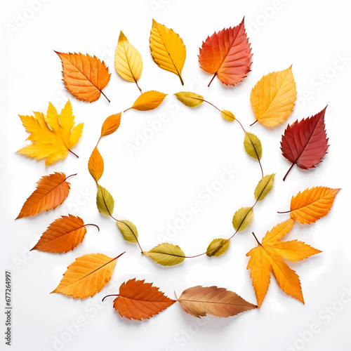 autumn foliage arranged into circle