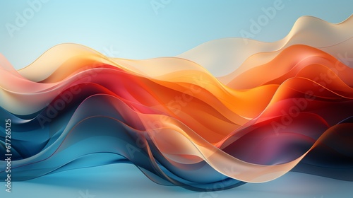 Beautiful blue and green abstract wave wallpaper. Abstract orange and blue Modern geometric blue orange abstract background for flyer, flyer, catalog wallpaper. Generate AI
