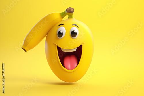 3D simple Banana with happy character face photo