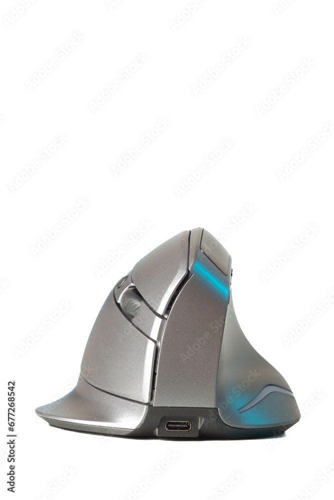 Fototapeta premium Isolated vertical mouse. Concept of body health. Office syndrome concept. Carpal Tunnel Syndrome