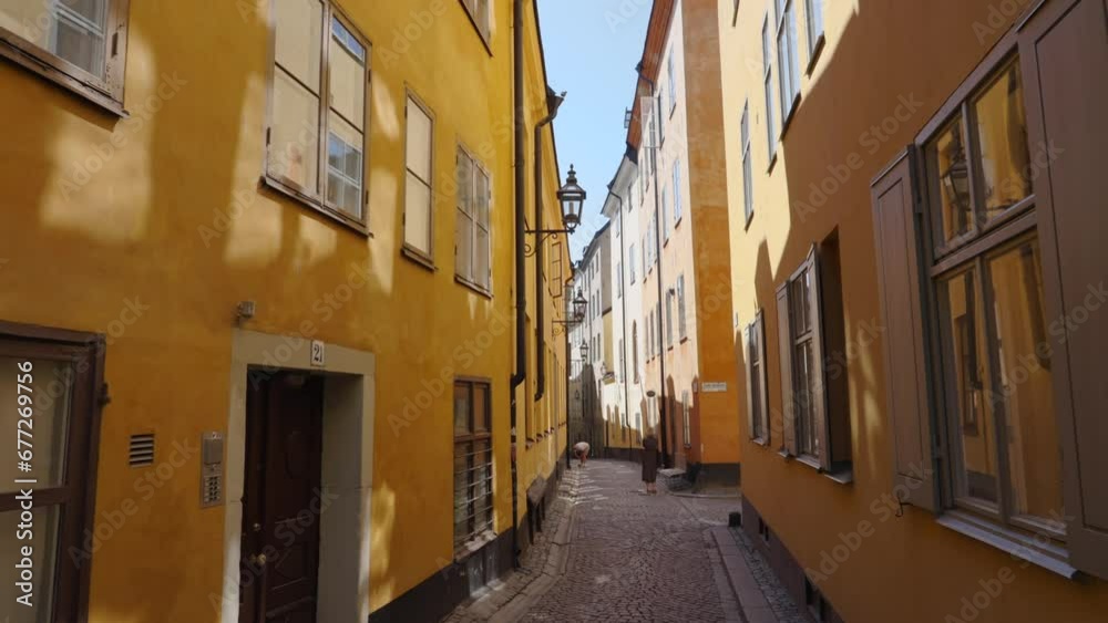 Stockholm Sweden view of narrow alley path in the Old Town Gamla Stan city Stockholm Sweden view of narrow alley path in the Old Town Gamla Stan city