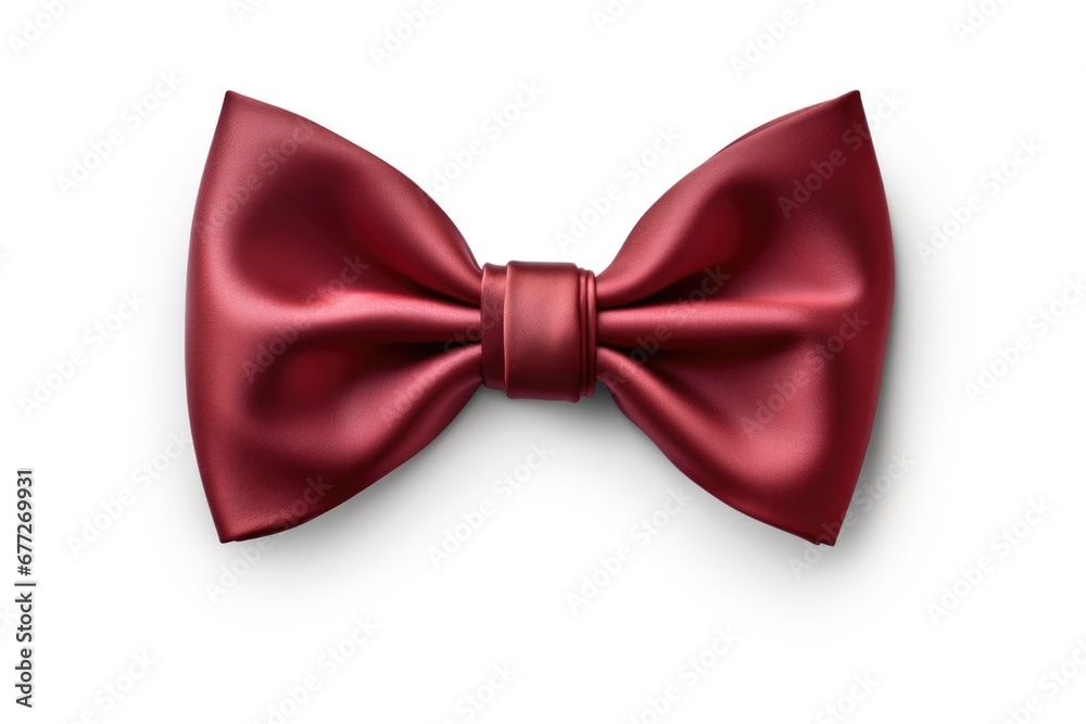 A red bow tie on a white background