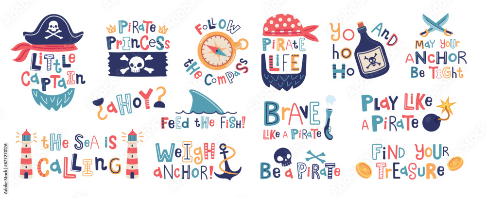 Pirate written prints. Pirates quotes clipart, piracy bones insignia ...