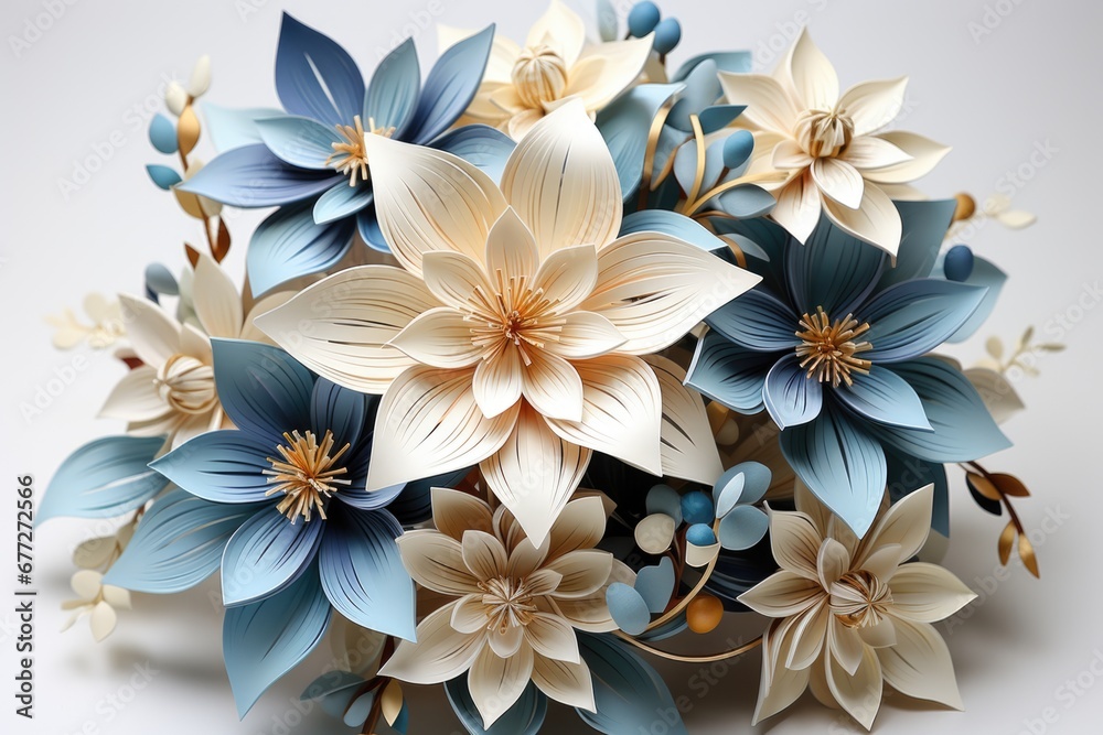 A bouquet of paper flowers on a white surface A bouquet of paper flowers on a white surface