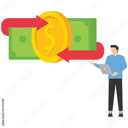 withdrawal deposit, transfer payment, business financial accounting, deposit money, Using a mobile phone to carry out financial transactions through internet applications, e-commerce vector illustrati