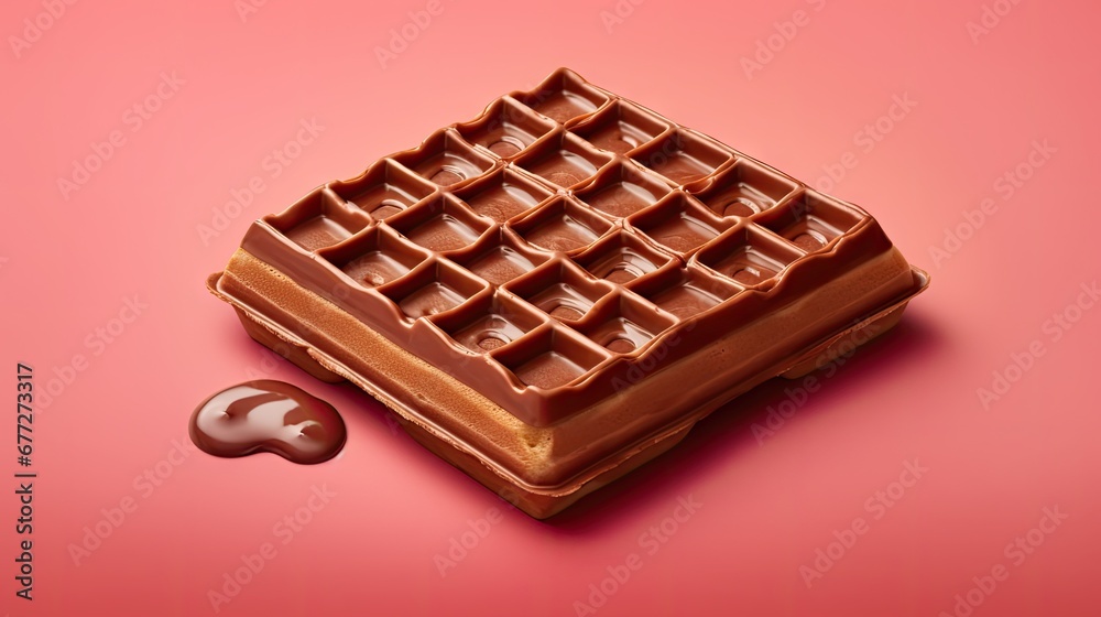 a chocolate waffle sitting next to a chocolate candy lollipop on a pink background with a chocolate candy lollipop in the middle of the foreground. generative ai a chocolate waffle sitting next to a chocolate candy lollipop on a pink background with a chocolate candy lollipop in the middle of the foreground. generative ai