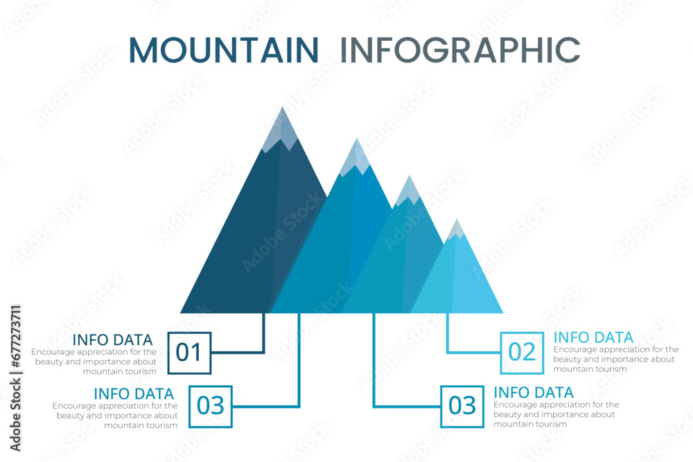 Vector timeline mountains infographics business with flags. 4 steps to success. Growth illustration.