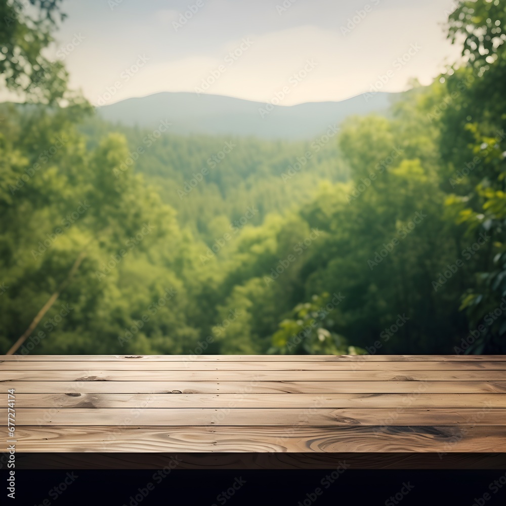 Nature view with the Wood table. Nature view with the Wood table.