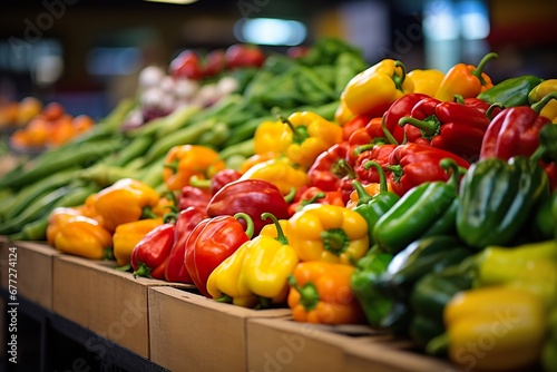 Colorful veggies at vibrant market