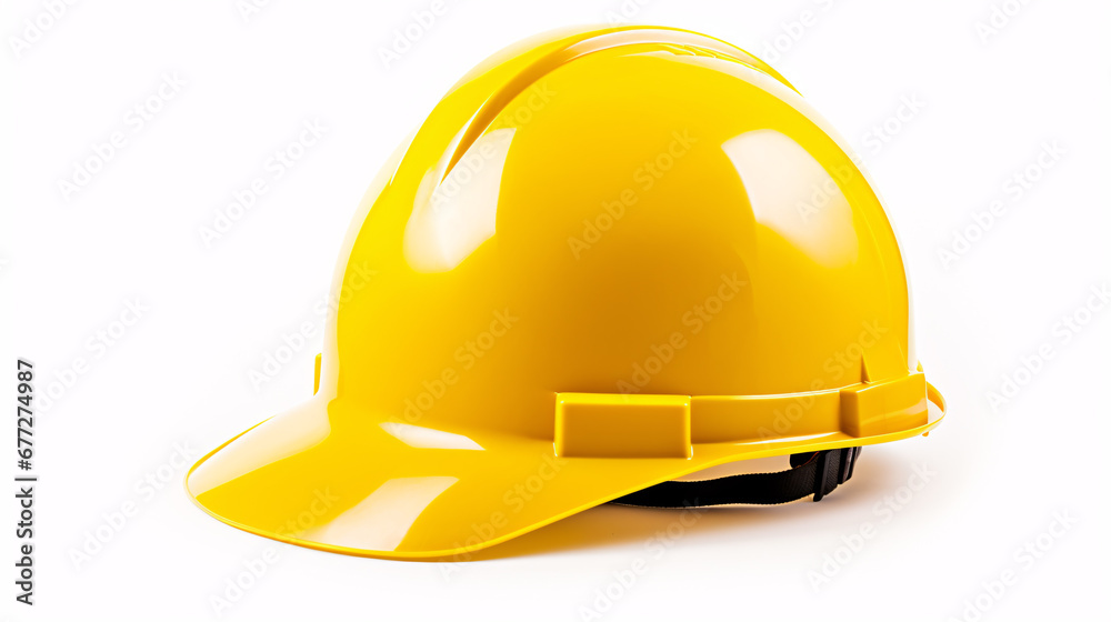 A Construction Helmet, isolated on a white surface, is expertly depicted. A Construction Helmet, isolated on a white surface, is expertly depicted.
