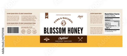 Honey label or packaging design template. Vector honey illustration