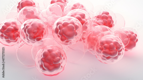 Large, clear-membraned white-cell nuclei with a transparent backdrop, rendered in 3D. © ckybe