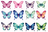 A compilation of vibrant butterflies to be used for postcards, invitations, and creative projects.