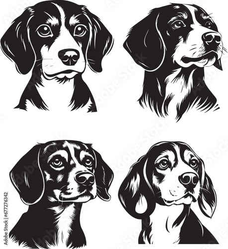 silhouette Beagle dog cute vector design