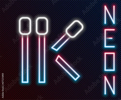 Glowing neon line Matches icon isolated on black background. Colorful outline concept. Vector