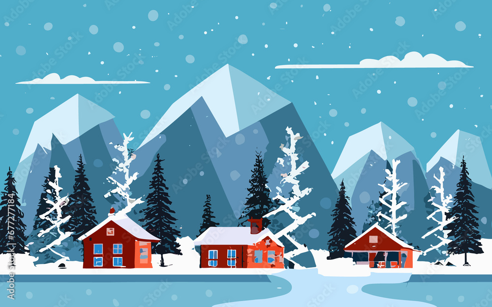 Vector illustration of a winter landscape.