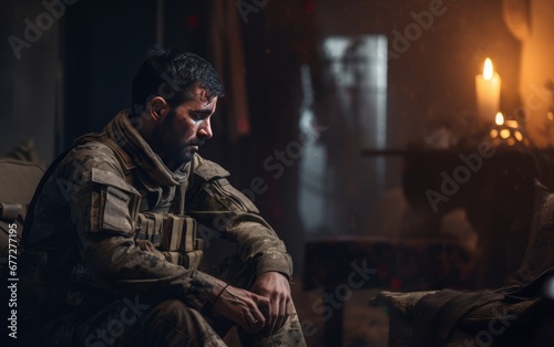 soldato triste e stanco a natale