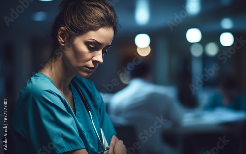 infermiera stanca e triste a natale photo