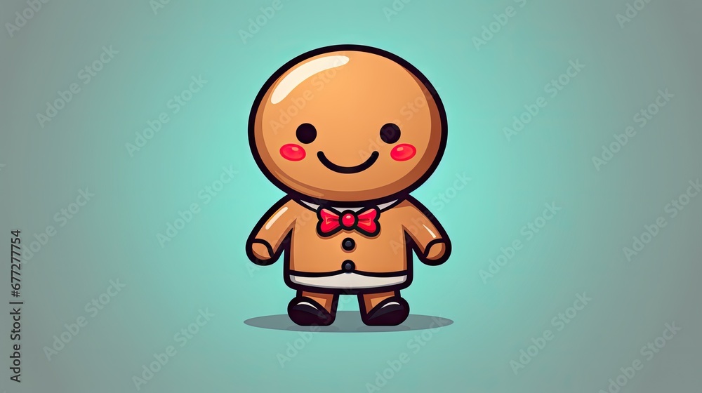a cartoon character with a bow tie and a smile on his face, standing in front of a blue background, wearing a brown outfit with a red bow tie. generative ai a cartoon character with a bow tie and a smile on his face, standing in front of a blue background, wearing a brown outfit with a red bow tie. generative ai