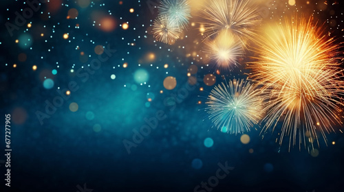 copy space  stockphoto  Firework Celebration Party New Year Background. Design for New year card  invitation card. Copy space available. Beautiful design for New year.