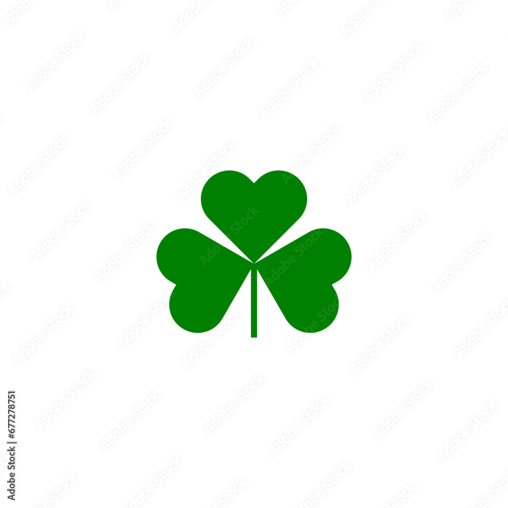 Green clover icon design and illustration on white background Green clover icon design and illustration on white background