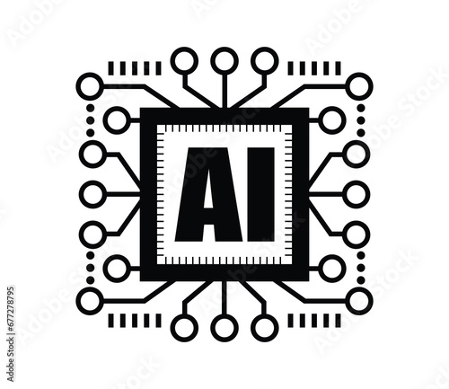 Artificial intelligence icon vector AI sign for graphic design, logo, website, social media, mobile app, UI illustration.