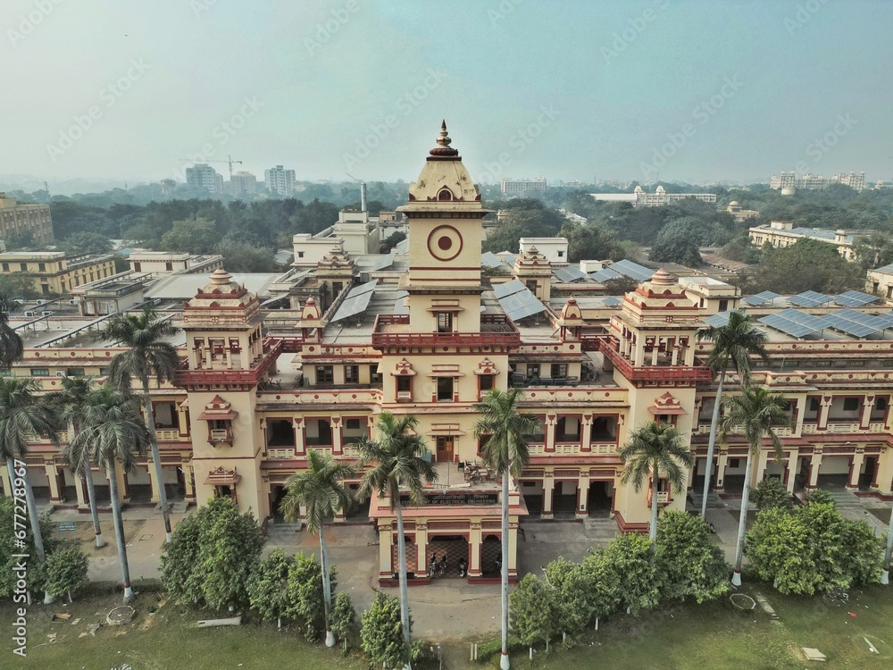 Drone view over the Indian Institute of Technology in Varanasi, Uttar Pradesh, India