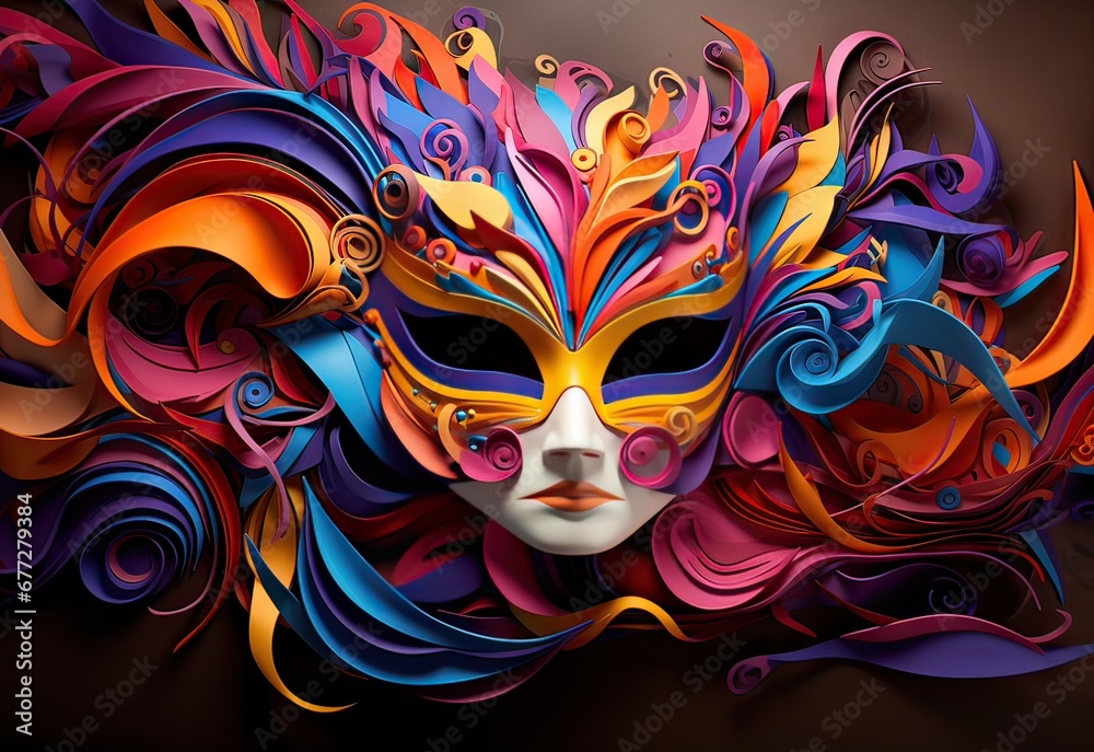 illustration of a typical mardi gras mask full of colors, concept carnival illustration of a typical mardi gras mask full of colors, concept carnival