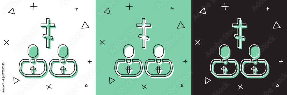 Set Priest icon isolated on white and green, black background. Vector Set Priest icon isolated on white and green, black background. Vector