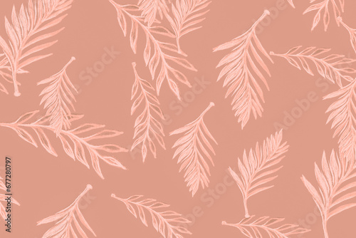 Jungle Tropic. Pastel Tropical Leaves Hand. Brown Watercolor Tropical Leaves. Hawaii Background Graphic. Cream Pattern Palms. Tropical Watercolor.