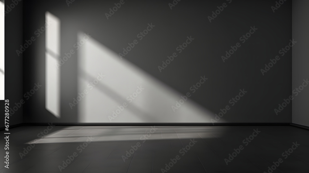 Black wall and smooth floor with beautiful window shadow and sun glare. Universal background for product presentation. Black wall and smooth floor with beautiful window shadow and sun glare. Universal background for product presentation.