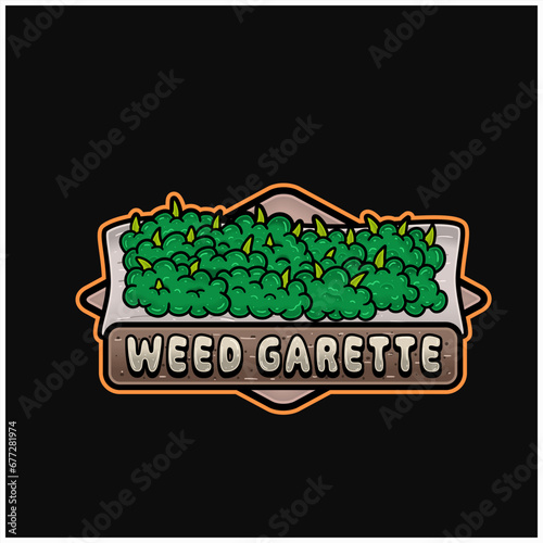 Weedbud In Cigarette Logo and Weed Garette Text. Weed Design For Logo, Label, Shop, Store and Packaging Product.