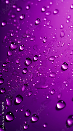 Close up water drops on purple background