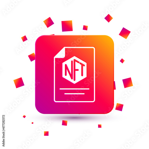 White NFT contract icon isolated on white background. Non fungible token. Digital crypto art concept. Square color button. Vector