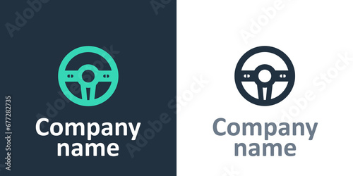 Logotype Steering wheel icon isolated on white background. Car wheel icon. Logo design template element. Vector
