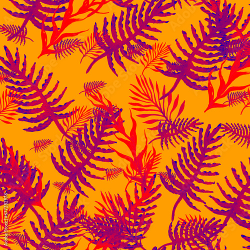 Leaves Flowers Tropical. Orange Tropical Image. Brown Leaves Backgrounds. Palm Tree Wallpaper. Autumn Tropical Leaves Drawing. Flower Leafes. Illustration Hawaii.