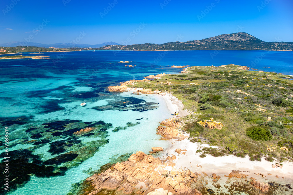 Drone view over Isola Piana island, Olbia area, Sardinia, Italy