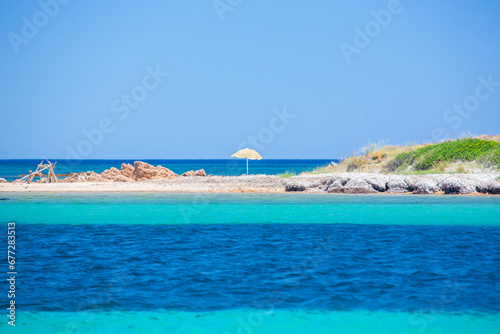Fototapeta Naklejka Na Ścianę i Meble -  Solitary beach in Tavolara island, Olbia area, Sardinia, Italy, Europe