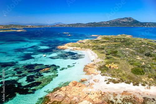 Drone view over Isola Piana island, Olbia area, Sardinia, Italy © Alessandro