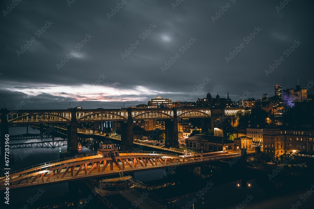 Beautiful shot of the Tyne Bridge, on a cloudy night in Newcastle, Gateshead Council